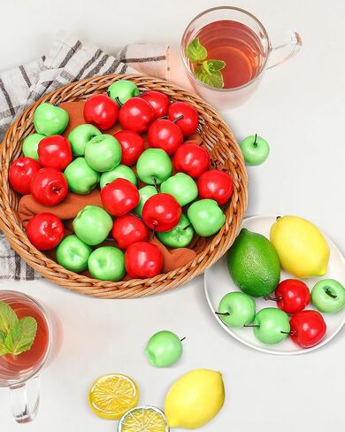 40 Pieces Artificial Apples Fake Fruits Apples Lifelike Simulation Decorative Realistic Red Green Apples for Home Kitchen Table Fruit Bowl Basket Christmas Tree Decorations Photography Props in Saudi Arabia