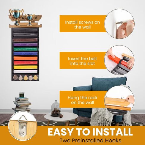 Karate Belt Display Rack, Holder Taekwondo Belt and Medal Display, Martial Arts Gifts Accessories Jiu Jitsu Judo Wrestling Belt Display Case in Saudi Arabia