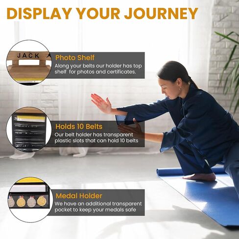 Karate Belt Display Rack, Holder Taekwondo Belt and Medal Display, Martial Arts Gifts Accessories Jiu Jitsu Judo Wrestling Belt Display Case in Saudi Arabia