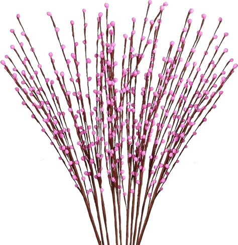 35.43in Pussy Willow Branches 10PCS White Long Stem Artificial Flowers Foam Flowers Faux Pussy Willow Branches for Tall Vases Wedding Home Office Party Hotel Indoor Yard Decor(White) in Saudi Arabia