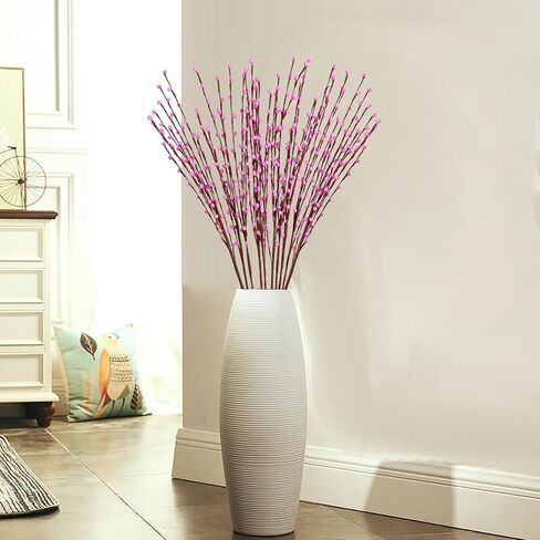 35.43in Pussy Willow Branches 10PCS White Long Stem Artificial Flowers Foam Flowers Faux Pussy Willow Branches for Tall Vases Wedding Home Office Party Hotel Indoor Yard Decor(White) in Saudi Arabia