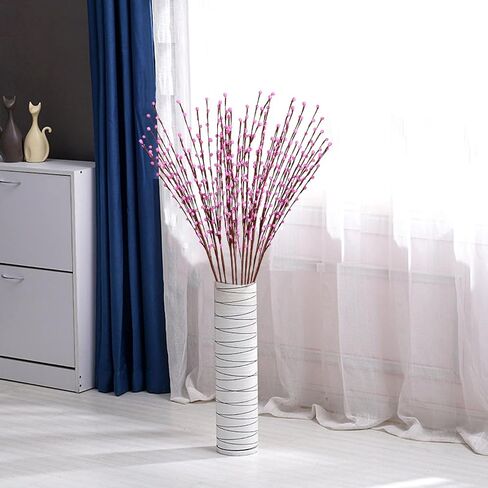 35.43in Pussy Willow Branches 10PCS White Long Stem Artificial Flowers Foam Flowers Faux Pussy Willow Branches for Tall Vases Wedding Home Office Party Hotel Indoor Yard Decor(White) in Saudi Arabia