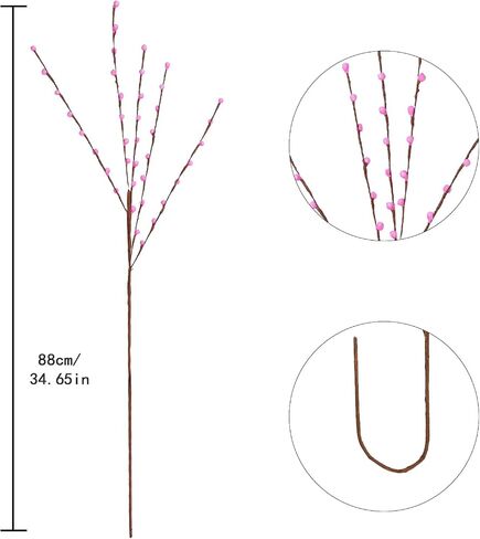 35.43in Pussy Willow Branches 10PCS White Long Stem Artificial Flowers Foam Flowers Faux Pussy Willow Branches for Tall Vases Wedding Home Office Party Hotel Indoor Yard Decor(White) in Saudi Arabia