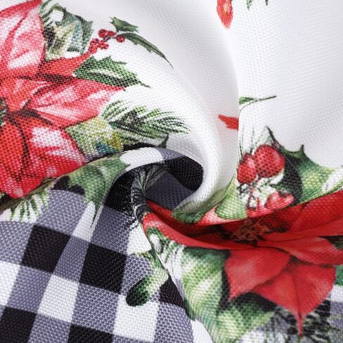 Christmas Kitchen Curtains Set of 2 Floral Print Farmhouse Decoration Curtains Red and Black Buffalo Plaid Window Treatments for Kitchen Bathroom Bedroom, 27 x 24 inch, Red and Black in Saudi Arabia