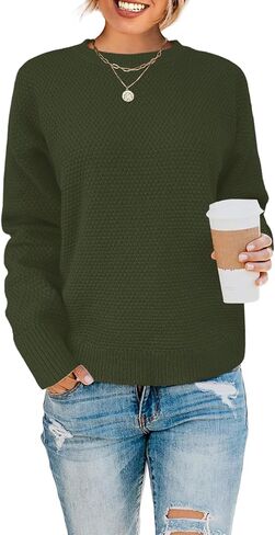 البلوزات النسائية أزياء الخريف طويلة الأكمام متماسكة قمم Crewneck بلوزات in Kuwait