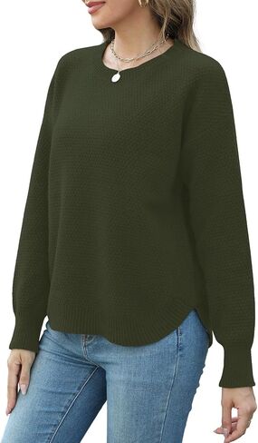 البلوزات النسائية أزياء الخريف طويلة الأكمام متماسكة قمم Crewneck بلوزات in Kuwait