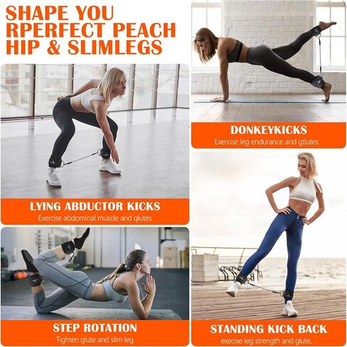Ankle Resistance Bands with Cuffs, Ankle Bands for Working Out, Ankle Resistance Band for Leg, Booty Workout Equipment for Kickbacks Hip Fitness Training, Exercise Bands for Butt Lift Women in Saudi Arabia