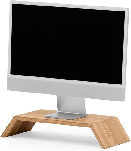 حامل شاشة Oakywood، حامل وضع مريح لجهاز الكمبيوتر iMac، جهاز كمبيوتر في وضع مستوى العين، مصنوع يدويًا ومصقول يدويًا في الاتحاد الأوروبي، ملحقات مكتب المنزل من الخشب الصلب، ارتفاع 9 سم، خشب الجوز in Kuwait