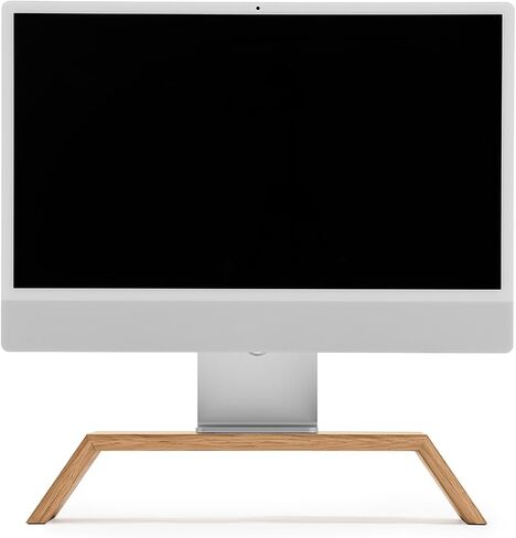 حامل شاشة Oakywood، حامل وضع مريح لجهاز الكمبيوتر iMac، جهاز كمبيوتر في وضع مستوى العين، مصنوع يدويًا ومصقول يدويًا في الاتحاد الأوروبي، ملحقات مكتب المنزل من الخشب الصلب، ارتفاع 9 سم، خشب الجوز in Kuwait