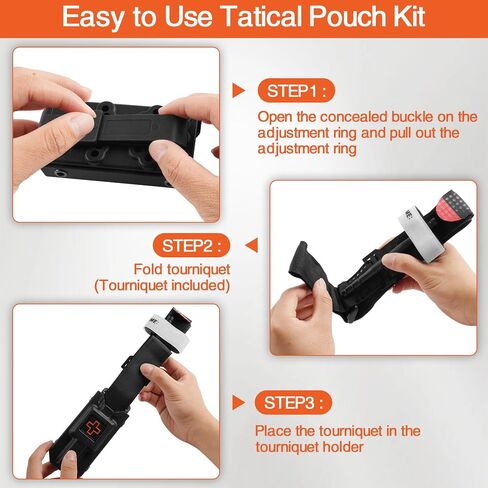 Tourniquet Case with One-Handed Operation Tourniquet,Tourniquet Case Included Rescue Medical Tourniquet,Tatical Pouch Kit for Emergency First Aid (Black) in Saudi Arabia