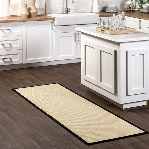 nuLOOM Suki Bordered 2x8 Indoor/Outdoor Runner Rug for Living Room Patio Deck Front Porch Entryway Hallway Kitchen, Tan in Saudi Arabia