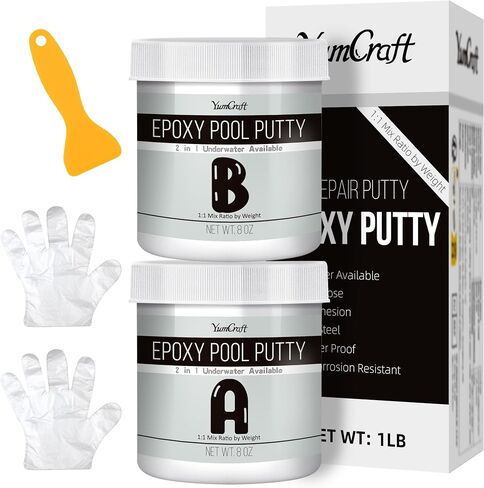 Epoxy Putty - 16oz Epoxy Pool Putty 2 in 1 Underwater or Above Repair Putty for Fixing Leaks, Cracks, Repairing, Filling, Sculpting - 2 Part Epoxy Glue for Metal, Tile, Concrete, Ceramics (White) in Saudi Arabia