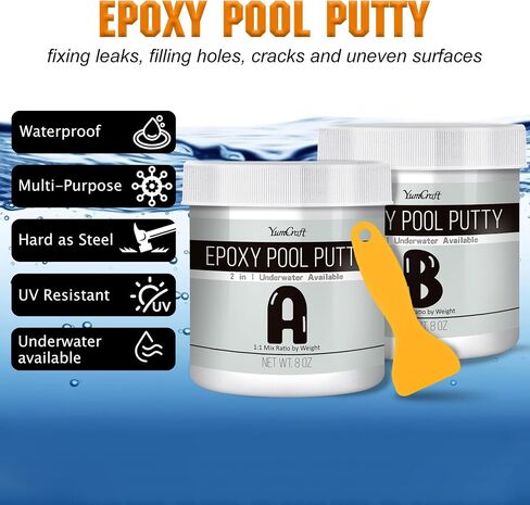Epoxy Putty - 16oz Epoxy Pool Putty 2 in 1 Underwater or Above Repair Putty for Fixing Leaks, Cracks, Repairing, Filling, Sculpting - 2 Part Epoxy Glue for Metal, Tile, Concrete, Ceramics (White) in Saudi Arabia