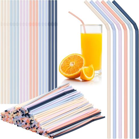 Hushee 500 Pcs Pastel Straws Disposable Bulk Plastic Drinking Straws Morandi Colors Disposable Plastic Straws Sip Stir Sticks for Juice Daily Drinks (Novel Color,Flexible Design) in Kuwait