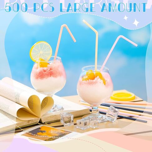 Hushee 500 Pcs Pastel Straws Disposable Bulk Plastic Drinking Straws Morandi Colors Disposable Plastic Straws Sip Stir Sticks for Juice Daily Drinks (Novel Color,Flexible Design) in Kuwait