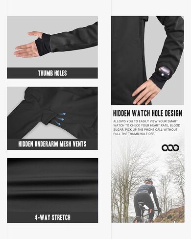 33,000ft Women's Waterproof Fleece Running Jacket Zip Up Athletic Winter Cold Weather Workout Cycling Track Jackets in Saudi Arabia