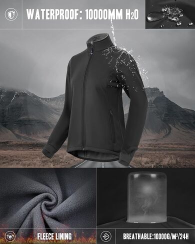 33,000ft Women's Waterproof Fleece Running Jacket Zip Up Athletic Winter Cold Weather Workout Cycling Track Jackets in Saudi Arabia