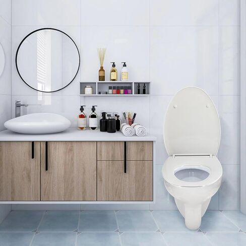One Click Toilet Seat Elongated Toilet Seat Soft Slow Close Toilet Lid Easy Installation and Quick-Release Removable for Cleaning Stable Stainless Steel Hinge Design to Prevent Shifting in Saudi Arabia