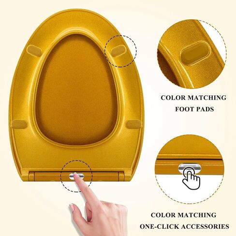 One Click Toilet Seat Elongated Toilet Seat Soft Slow Close Toilet Lid Easy Installation and Quick-Release Removable for Cleaning Stable Stainless Steel Hinge Design to Prevent Shifting in Saudi Arabia