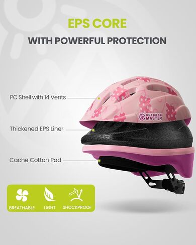 OutdoorMaster Kids Bike Helmet - from Toddler to Youth Sizes - Adjustable Safety Unicorn Helmet for Children (Age 3-15), 14 Vents for Multi-Sport in Kuwait