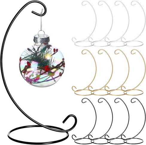 12 حزمة حلية عرض موقف أسود الذهب الأبيض حامل مصنع الهواء مرابي شماعات 9.06 بوصة × 3.94 بوصة سلك حديد معلق هوك للزجاج الكريستال الساحرة الكرة عيد الفصح عيد الميلاد الزفاف مكتب المنزل in Kuwait