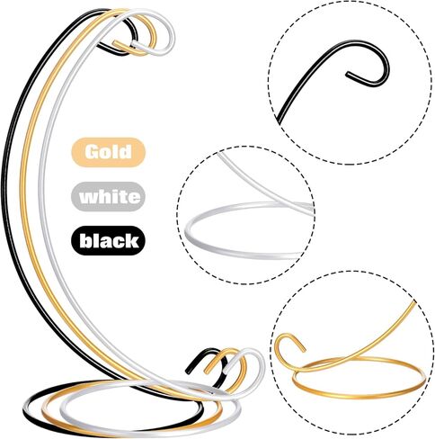 12 حزمة حلية عرض موقف أسود الذهب الأبيض حامل مصنع الهواء مرابي شماعات 9.06 بوصة × 3.94 بوصة سلك حديد معلق هوك للزجاج الكريستال الساحرة الكرة عيد الفصح عيد الميلاد الزفاف مكتب المنزل in Kuwait