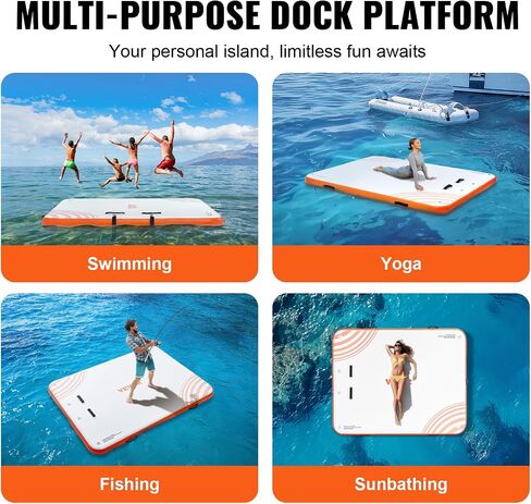 VEVOR Inflatable Floating Dock, Inflatable Dock Platform, Non-Slip Air Dock Platform with Portable Carrying Bag & Detachable Ladder, Floating Platform Island Raft for Pool Beach Ocean in Saudi Arabia