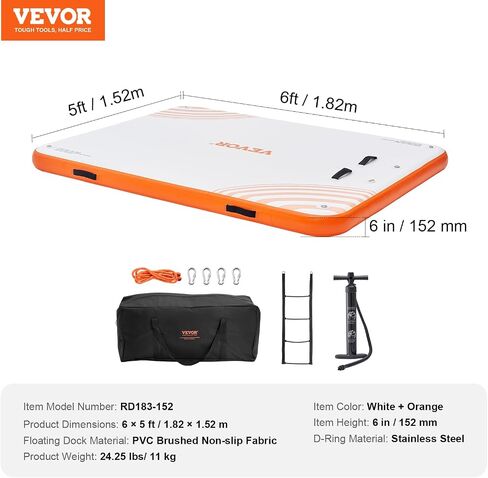 VEVOR Inflatable Floating Dock, Inflatable Dock Platform, Non-Slip Air Dock Platform with Portable Carrying Bag & Detachable Ladder, Floating Platform Island Raft for Pool Beach Ocean in Saudi Arabia