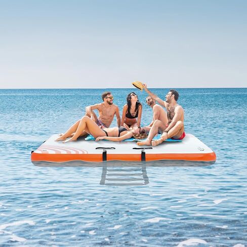 VEVOR Inflatable Floating Dock, Inflatable Dock Platform, Non-Slip Air Dock Platform with Portable Carrying Bag & Detachable Ladder, Floating Platform Island Raft for Pool Beach Ocean in Saudi Arabia
