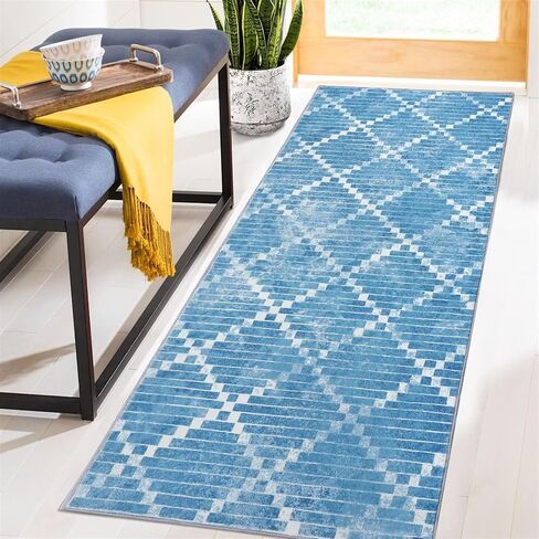 GlowSol Runner Rug 2x6 Floral Rug Non Shedding Hallway Rug Vintage Print Area Rug Machine Washable Area Rug Non Slip Low Pile Rug for Kitchen Bedroom, Pink in Kuwait