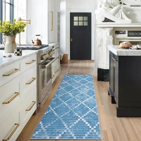 GlowSol Runner Rug 2x6 Floral Rug Non Shedding Hallway Rug Vintage Print Area Rug Machine Washable Area Rug Non Slip Low Pile Rug for Kitchen Bedroom, Pink in Kuwait