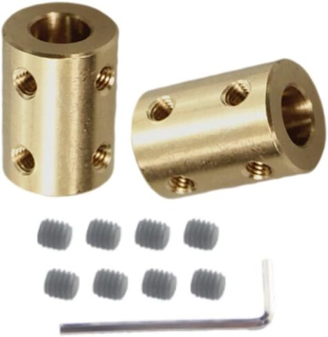 CHANCS Motor Shaft Rigid Brass Sleeve Coupling 7mm to 10mm Bore Rigid Coupling Set Screw Motor Accessories for DIY Parts 2PCS in Saudi Arabia