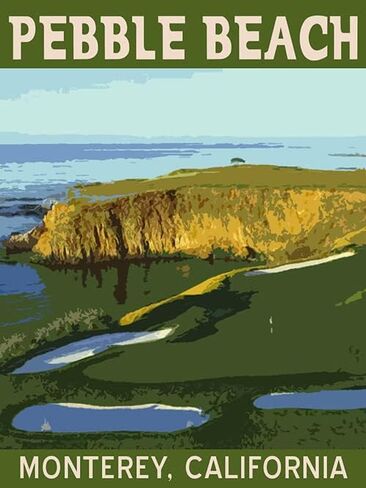 ملصق Vintage Art 17 Mile Drive، ملصقات وجهة مونتيري، كاليفورنيا، محركات أقراص ذات مناظر طبيعية خلابة لشاطئ بيبل للسيارات والشاحنات وأجهزة الكمبيوتر المحمولة (3 × 4 بوصة) in Saudi Arabia