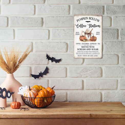 الطازجة Boo'd القهوة معدن القصدير تسجيل هالوين الديكور بار المنزل مطبخ مزرعة Vintage جدار ديكور ريترو ملصق 8x12 بوصة in Saudi Arabia