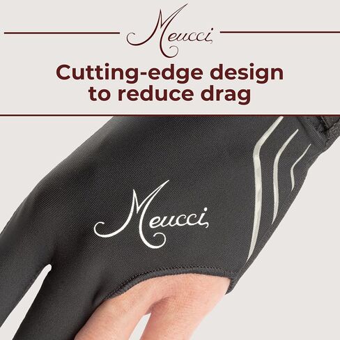 Meucci Elite Stroke Billiards Glove, Black - Pool Glove with Anti-Slip Padding for Secure Grip and Smooth Stroke in Saudi Arabia