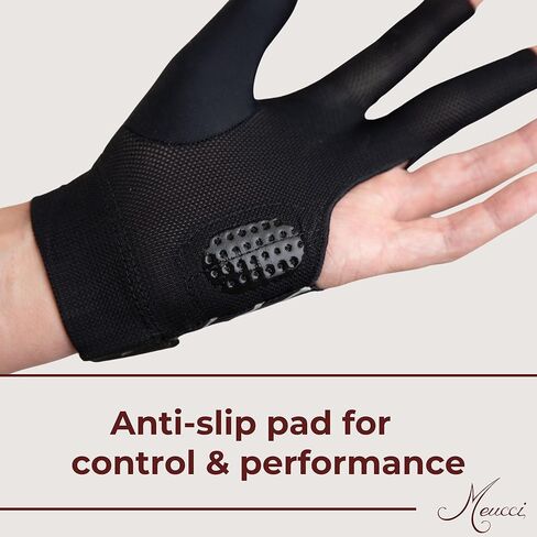 Meucci Elite Stroke Billiards Glove, Black - Pool Glove with Anti-Slip Padding for Secure Grip and Smooth Stroke in Saudi Arabia