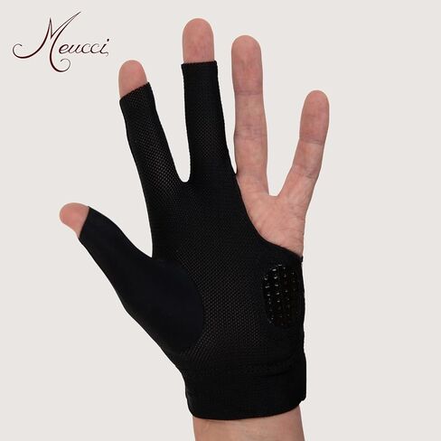 Meucci Elite Stroke Billiards Glove, Black - Pool Glove with Anti-Slip Padding for Secure Grip and Smooth Stroke in Saudi Arabia
