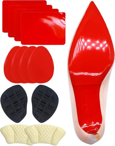 4 Pairs Red Bottom Shoe Sole Protector Compatible with Christian Louboutin Shoes,Heel Grip Shoe Pads and Metatarsal Pads for Loose Shoe,Reduce Foot Slip and Shoe Grips on Bottom of Shoes in Saudi Arabia