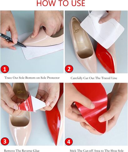 4 Pairs Red Bottom Shoe Sole Protector Compatible with Christian Louboutin Shoes,Heel Grip Shoe Pads and Metatarsal Pads for Loose Shoe,Reduce Foot Slip and Shoe Grips on Bottom of Shoes in Saudi Arabia