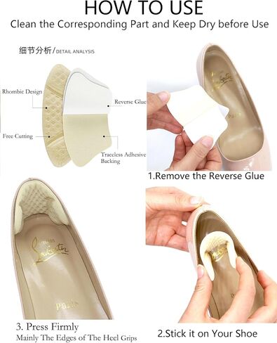 4 Pairs Red Bottom Shoe Sole Protector Compatible with Christian Louboutin Shoes,Heel Grip Shoe Pads and Metatarsal Pads for Loose Shoe,Reduce Foot Slip and Shoe Grips on Bottom of Shoes in Saudi Arabia