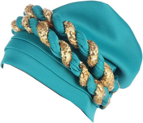 Twisted Braid African Turban for Women Headwrap Beanie Cap Hair Cover Hat in Kuwait