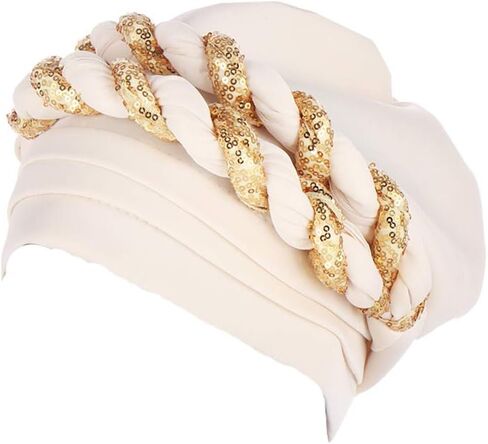 Twisted Braid African Turban for Women Headwrap Beanie Cap Hair Cover Hat in Saudi Arabia