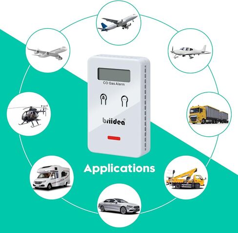 Carbon Monoxide Detector for Car, Briidea Low-Level Fast 9ppm Alarm CO Detector, Widely Used in Vehicles Aircraft Travel Bus Trucks, Black in Saudi Arabia