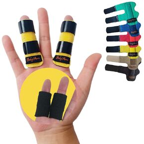 BodyMoves 2 Finger Splints plus 2 sleeves for Trigger Mallet Broken Finger brace joint support for men and women- ideal for seniors (4 pc set, Midnight Black)
