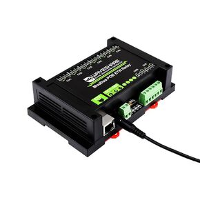 8-Ch Ethernet Relay Module with PoE Port Communication Modbus RTU/Modbus TCP Protocol Cover with Industrial Grade Rail-Mount Case