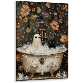 Funny Halloween Bathroom Wall Art Decor Live Laugh Toaster Bath Ghost Poster Gothic Humor Toilet Restroom Decor Ghosts Art Neon Sign Decor Dark Cottagecore Style 8x12inch Unframed