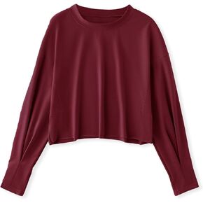 AKEWEI Women's Raw-cut Hem Lightweight Tops Trendy Crop Sweatshirts Casual Crewneck Shirts in Kuwait