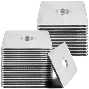 30 Pcs 0.5" x 2" x 2" x 0.19" Galvanized Square Washers Heavy Duty Steel Gasket Flat Washers Nut Fastener Hardware Flat Pad Spacer