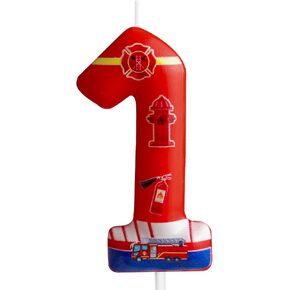 3rd Birthday Candle Firetruck Number 3 Candle Fire Truck Cake Decoration Birthday Party Supplies Red Firefighter Extinguisher Themed Cake Topper Decorations for Kids Boy Girl Party Decor Supplies