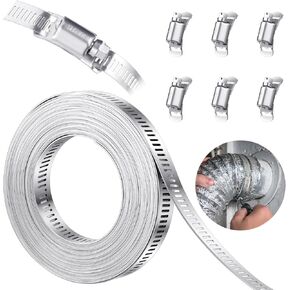 14 FT Large Hose Clamps Hose Clamps Stainless Steel +10 Stronger Fasteners, Adjustable Worm Gear Hose Clamps 304 Stainless Steel Pipe Clamps for Securing Pipe Hoses, Automotive, Fuel Line
